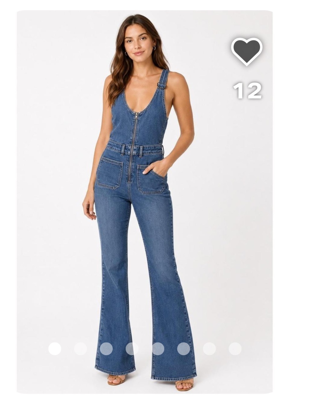American Eagle Flare Overalls Denim Zip-Front- Blue sz 4